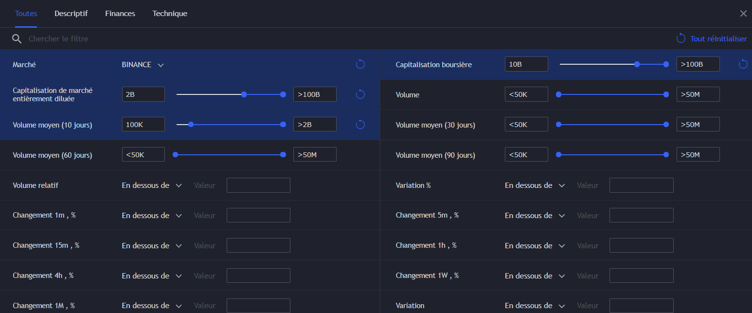 La suite du screener de TradingView