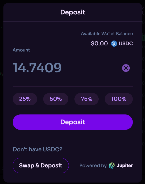 Déposer des USDC sur le compte Zeta Markets