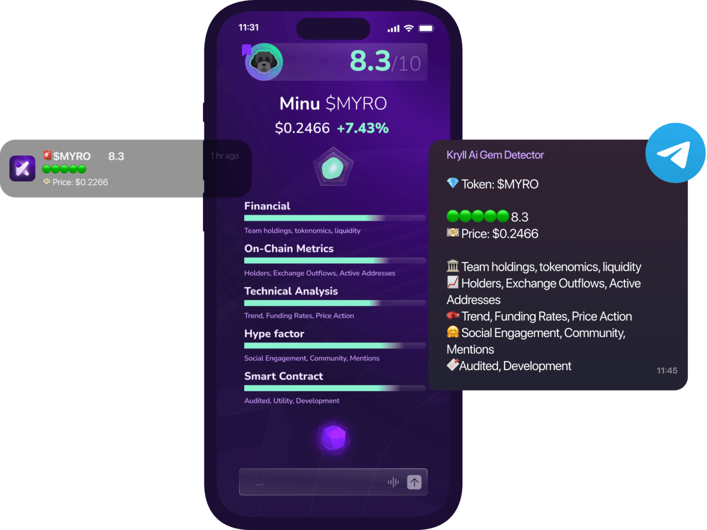 Gem Detector de Kryll³ permet de trouver précocement des tokens prometteurs selon les critères définis par les utilisateurs