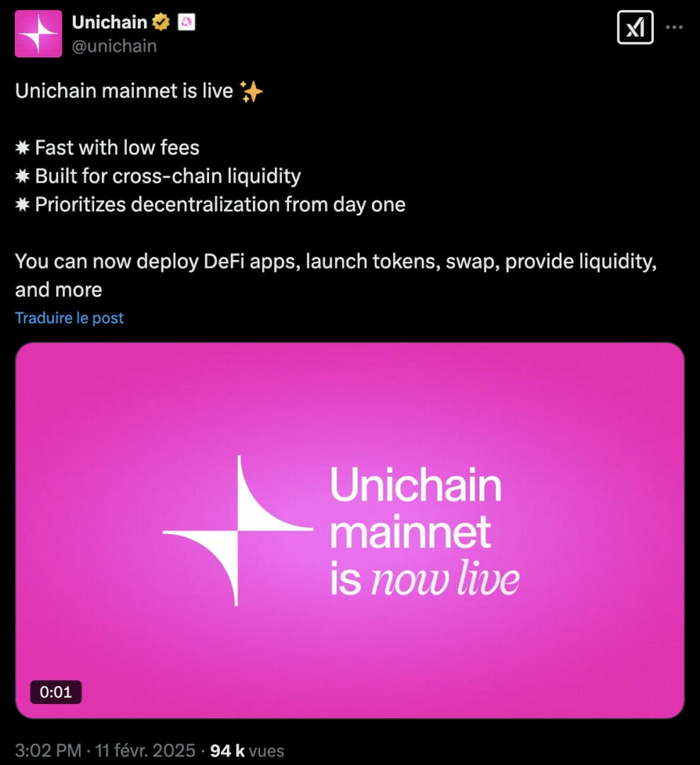 Unichain ouvre les portes du mainnet de son L2